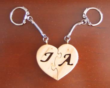 Porte clés coeur initiales